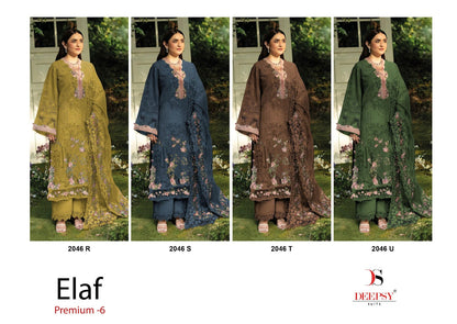 2046 Rstu Elaf 6 Deepsy Cotton Pakistani Patch Work Suits Exporter Gujarat