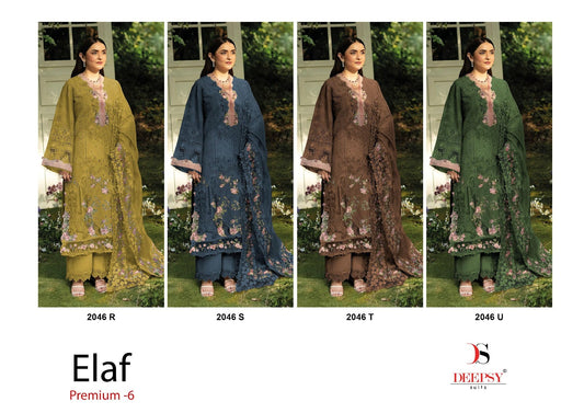 2046 Rstu Elaf 6 Deepsy Cotton Pakistani Patch Work Suits Exporter Gujarat