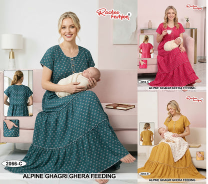 2064-2069 Ghagri Ruchee Fashion Alpine Feeding Night Gown Wholesaler India