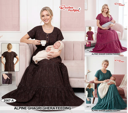 2064-2069 Ghagri Ruchee Fashion Alpine Feeding Night Gown Wholesaler India