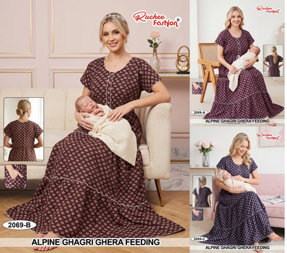 2064-2069 Ghagri Ruchee Fashion Alpine Feeding Night Gown Wholesaler India