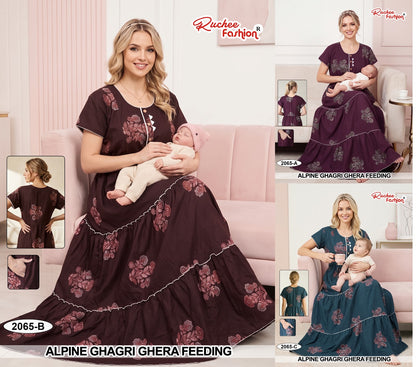 2064-2069 Ghagri Ruchee Fashion Alpine Feeding Night Gown Wholesaler India