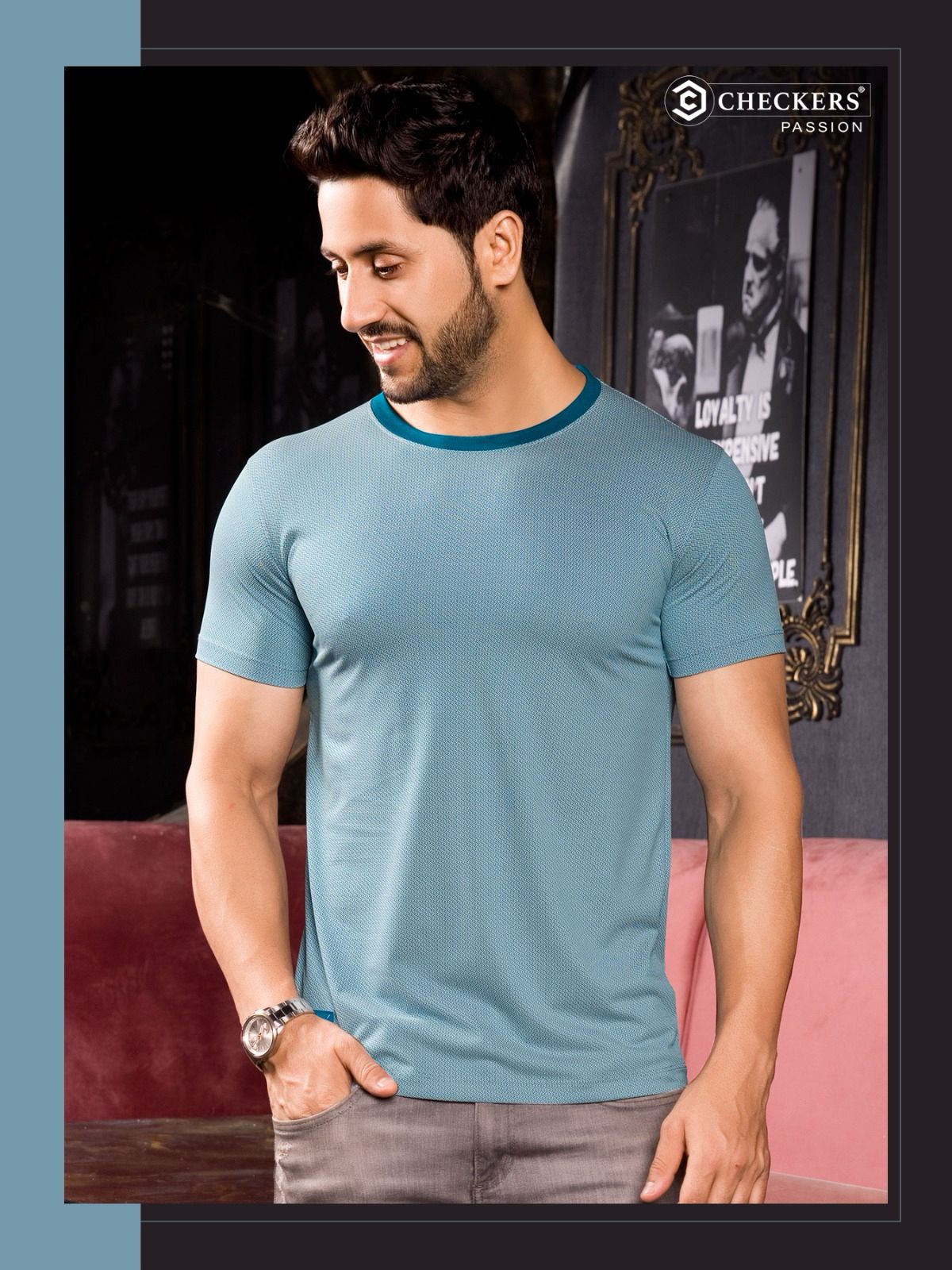 209-216 Checkers Jacquard Mens Tshirts Supplier Ahmedabad