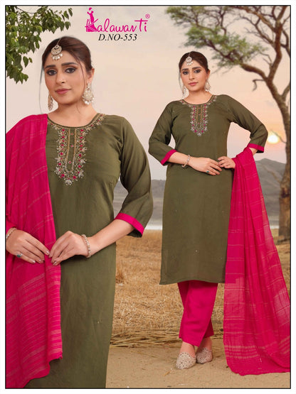 Contras Style Kalawanti Roman Silk Readymade Pant Style Suits Exporter Ahmedabad