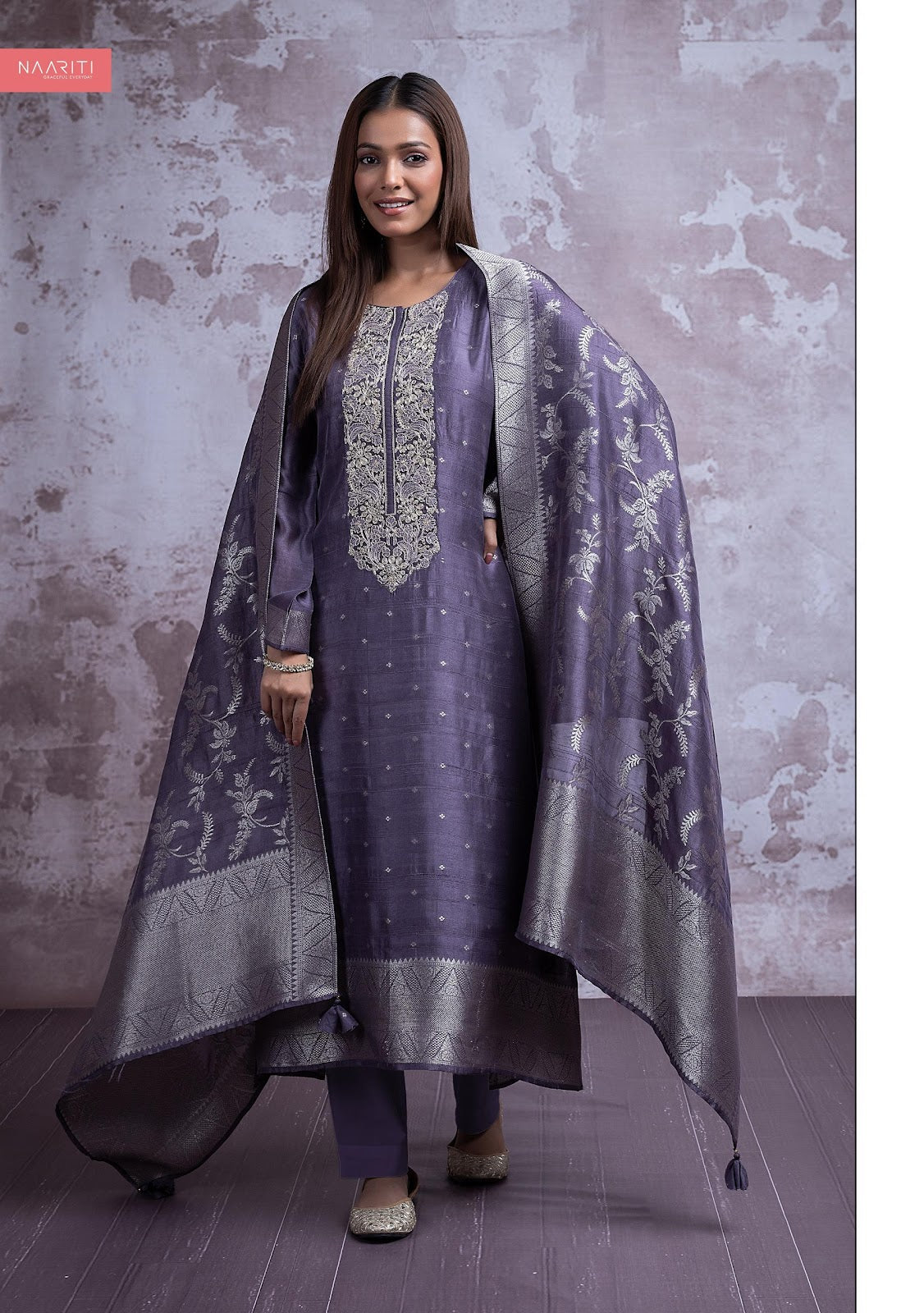 Romi Naariti Silk Jacquard Pant Style Suits Supplier India