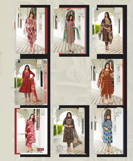Nayan Tara Vol 1 Zoya Rayon Foil Readymade Pant Style Suits Exporter