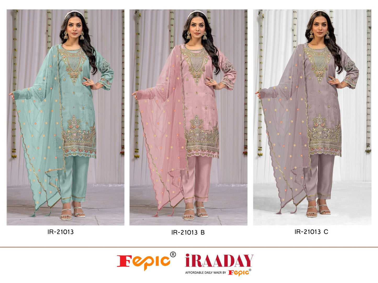 21013-Iraaday Fepic Organza Pakistani Salwar Suits Supplier