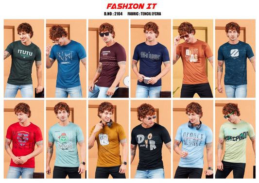 2104 Fashion It Tencil Lycra Mens Tshirts Wholesaler