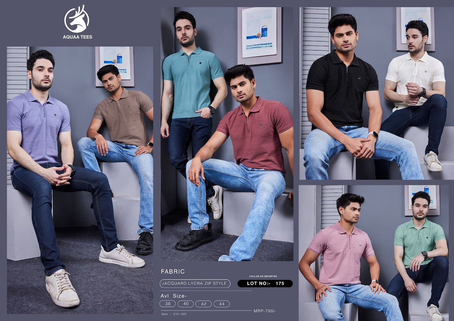 210 To 220 Gsm Lot 175 Aquaa Tees Lycra Mens Tshirts Wholesale