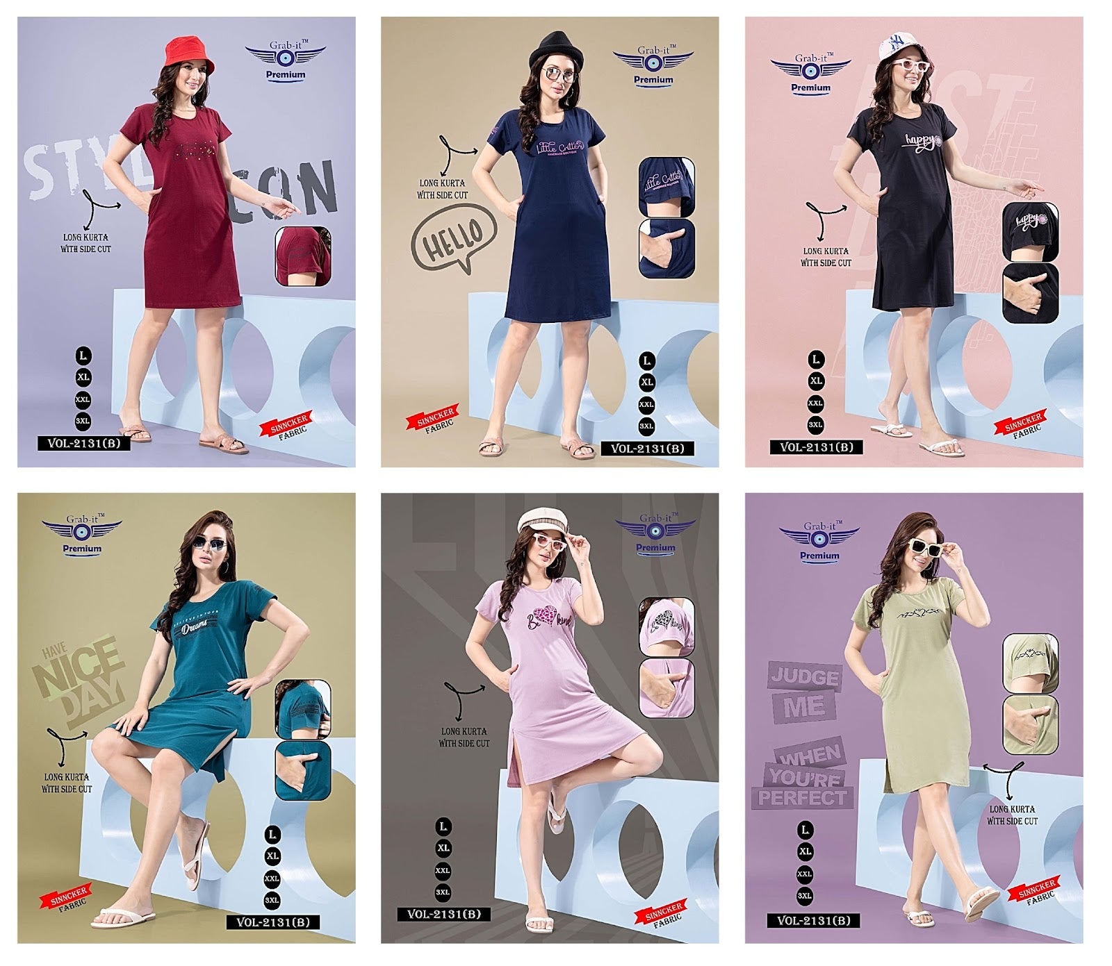 2131 B-Kurta Grab It Sinker Women Long Tshirt Manufacturer Ahmedabad