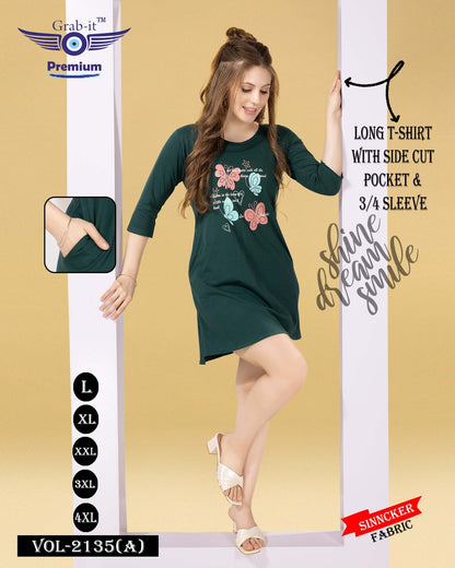 2135 A Grab It Sinker Women Long Tshirt Wholesaler India