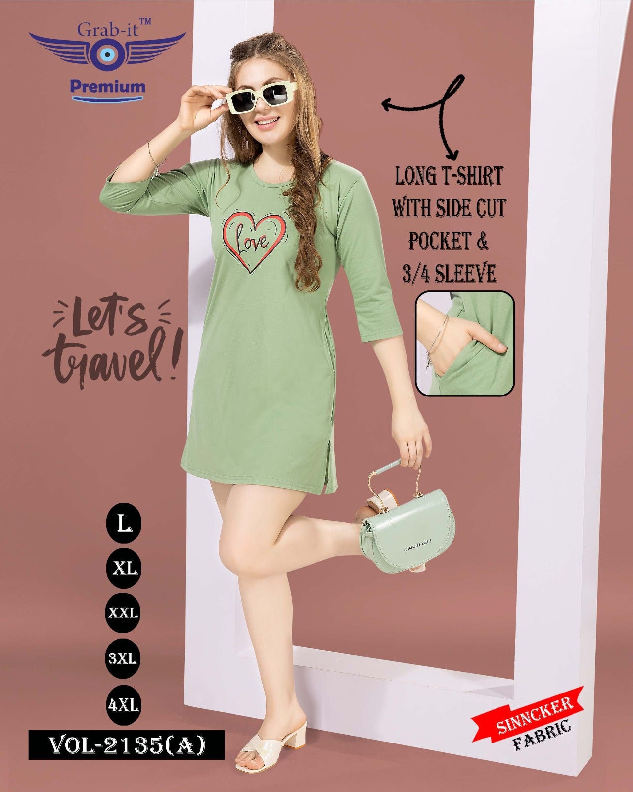 2135 A Grab It Sinker Women Long Tshirt Wholesaler India