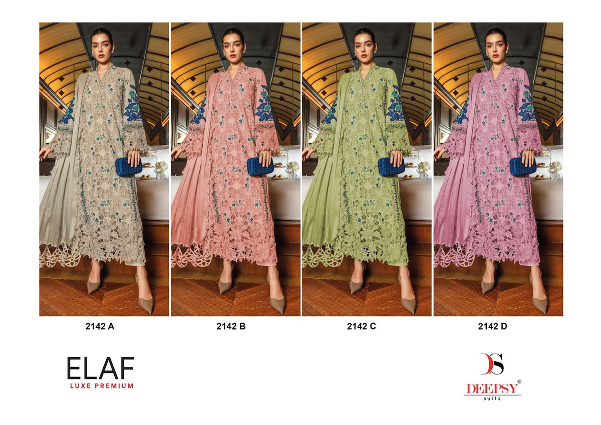 2142 Elaf Luxe Deepsy Cotton Pakistani Patch Work Suits Wholesale
