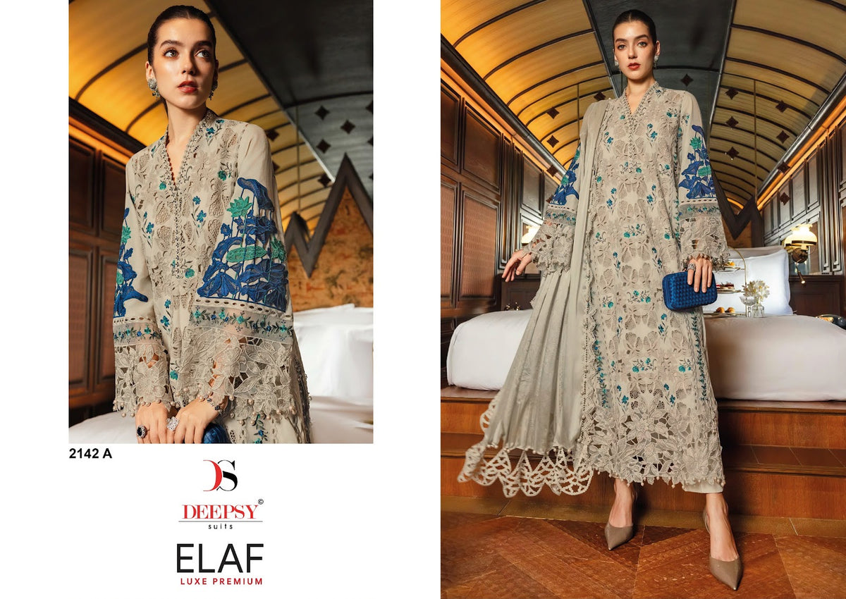 2142 Elaf Luxe Deepsy Cotton Pakistani Patch Work Suits Wholesale