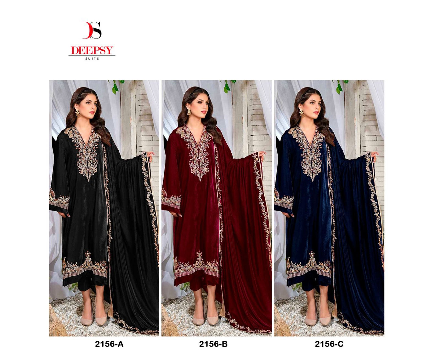 2156 Abc Deepsy Velvet Suits Supplier Gujarat