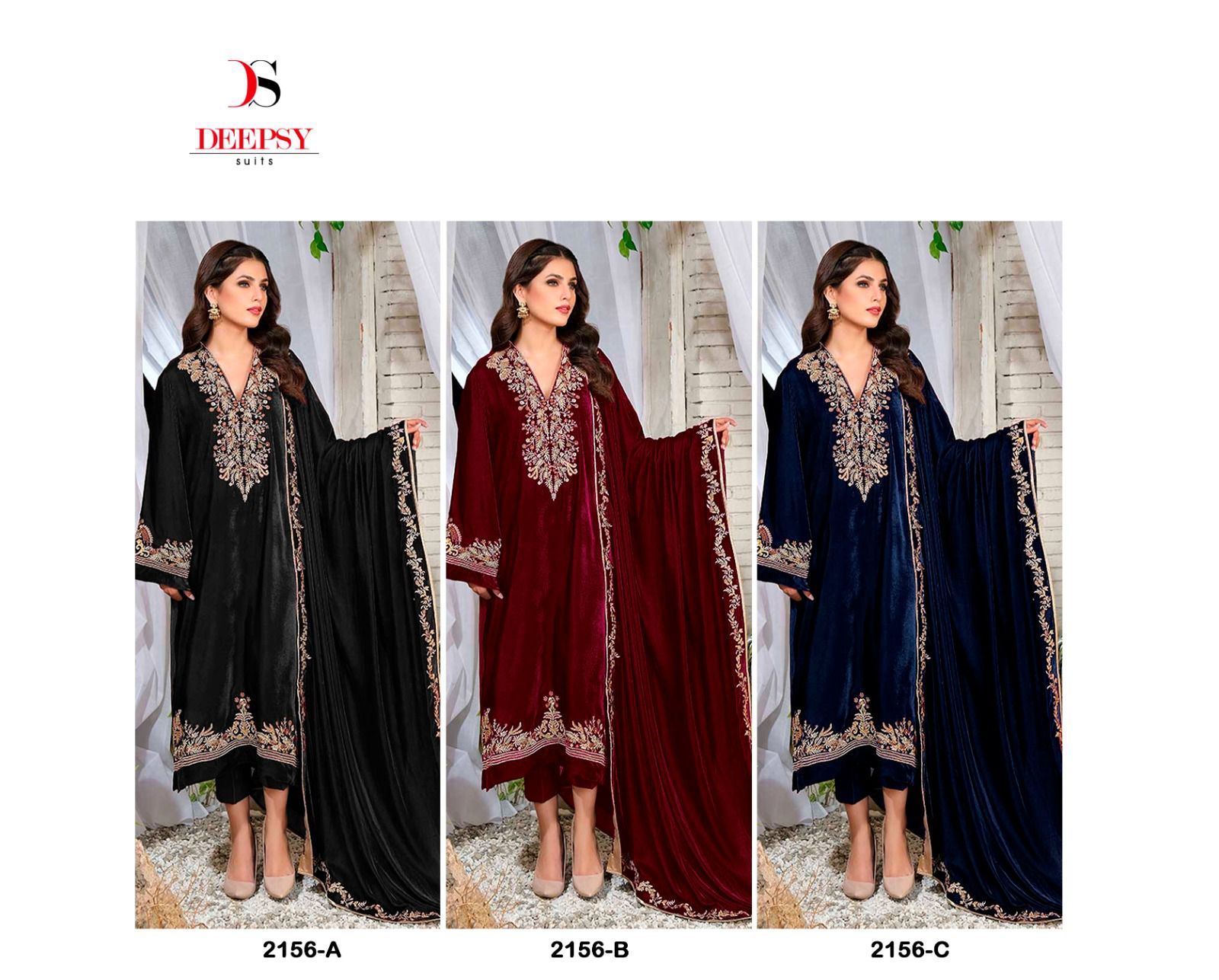 2156 Abc Deepsy Velvet Suits Supplier Gujarat