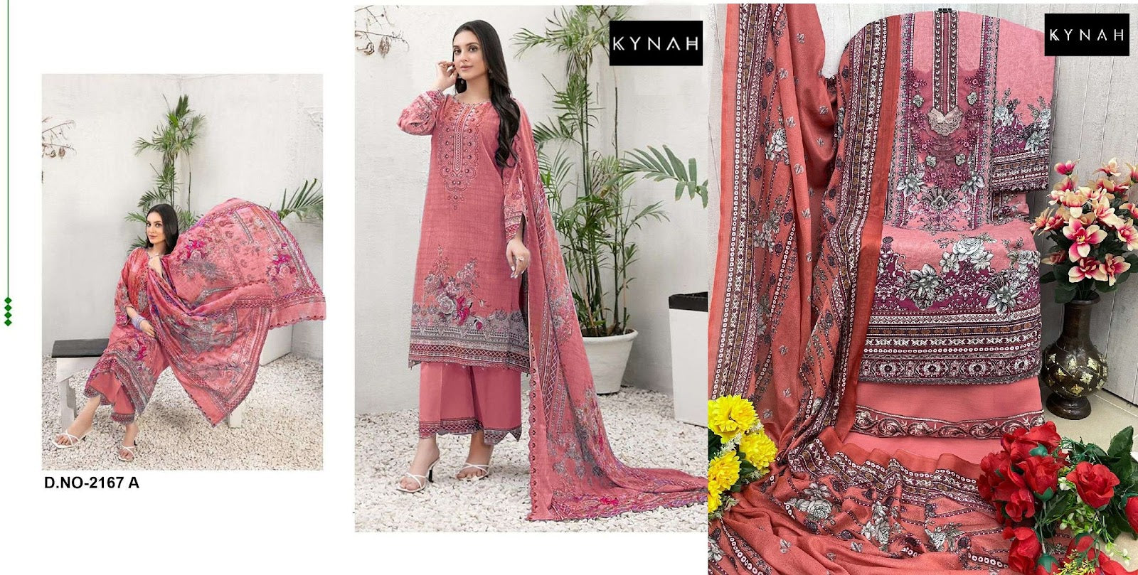 2167 Kynah Lawn Cotton Pakistani Patch Work Suits Exporter India