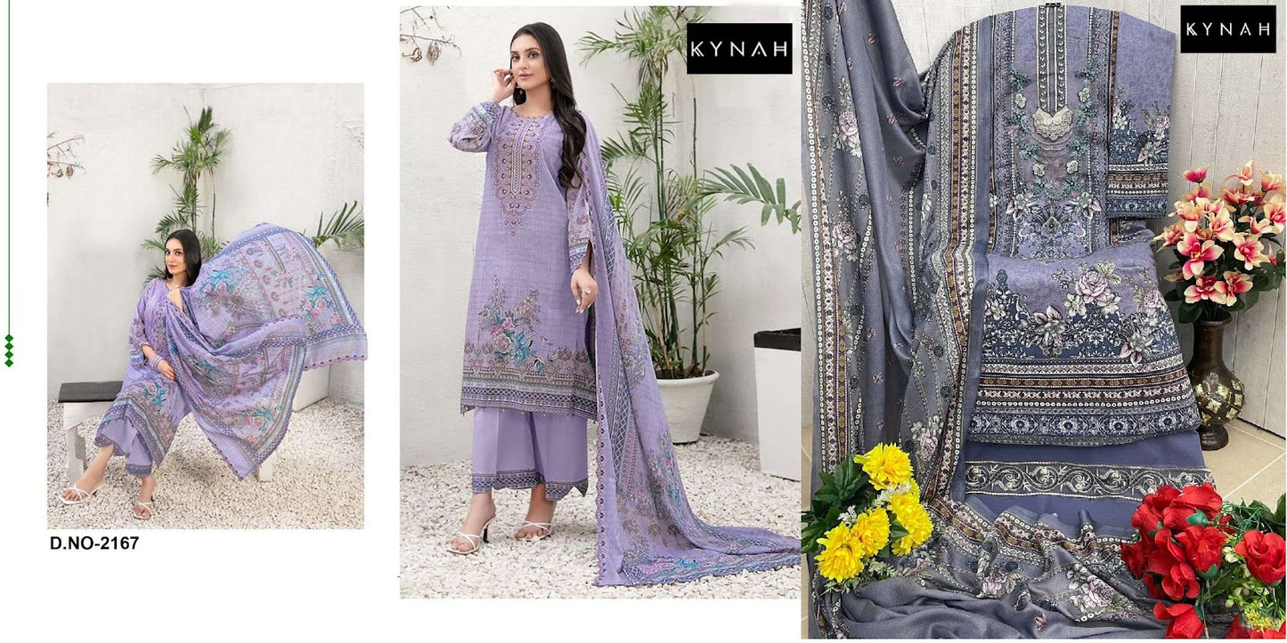2167 Kynah Lawn Cotton Pakistani Patch Work Suits Exporter India