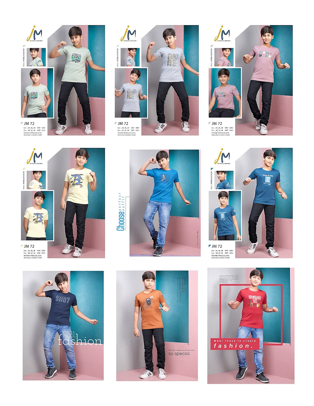 220-230 Gsm Jm 72 Jackey N Mickey Tencil Lycra Boys Tshirt Supplier