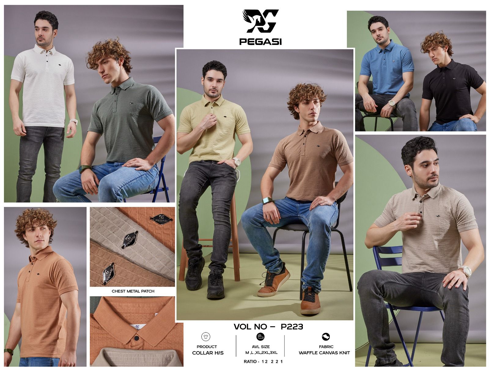 220-230 Gsm P 223 Pegasi Waffle Mens Tshirts Wholesaler India