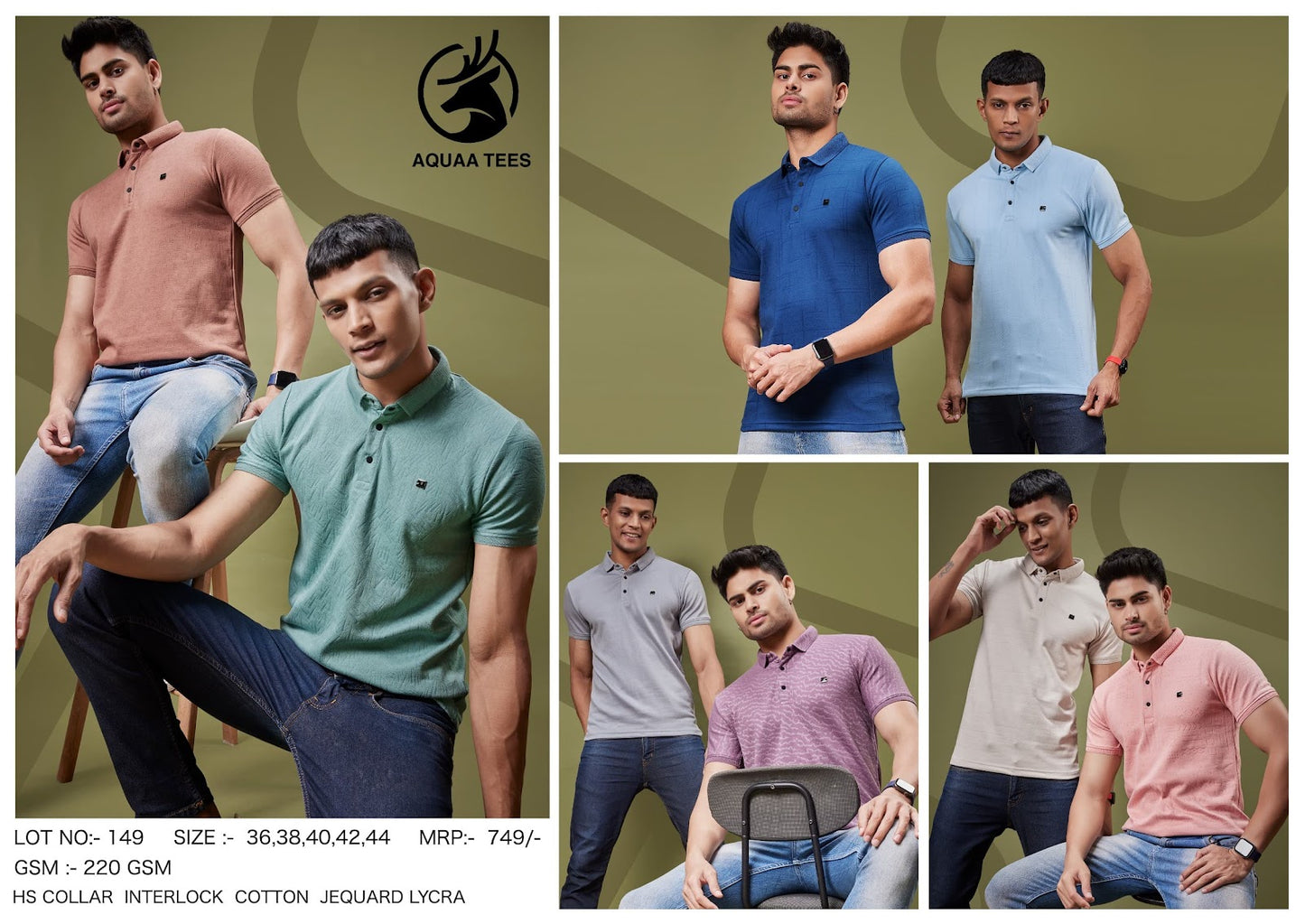 220-230 Gsm Vol 149 Aquaa Tees Cotton Jacquard Mens Tshirts Exporter Ahmedabad