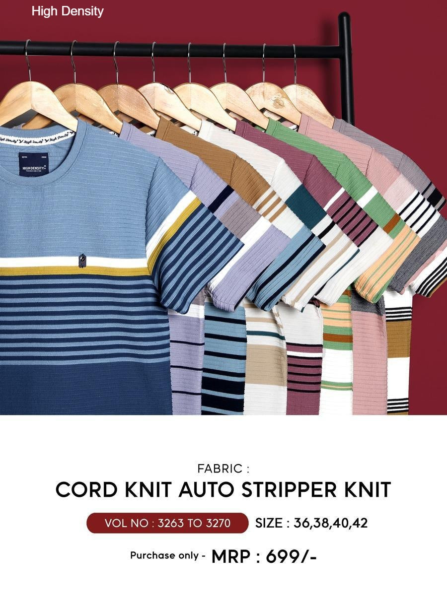 220-240 Gsm Vol 3263-3270 High Density Auto Stripes Mens Tshirts Wholesaler Gujarat