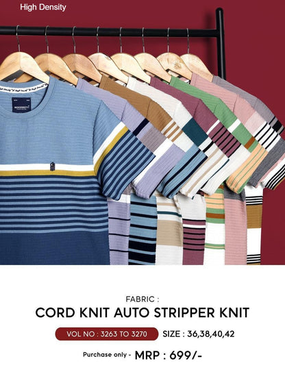 220-240 Gsm Vol 3263-3270 High Density Auto Stripes Mens Tshirts Wholesaler Gujarat
