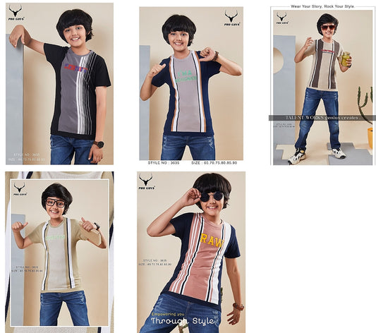 220 Gsm Design 3635 Pro Guys Stripes Boys Tshirt Wholesaler India