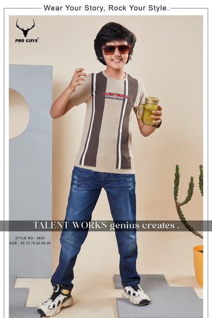 220 Gsm Design 3635 Pro Guys Stripes Boys Tshirt Wholesaler India