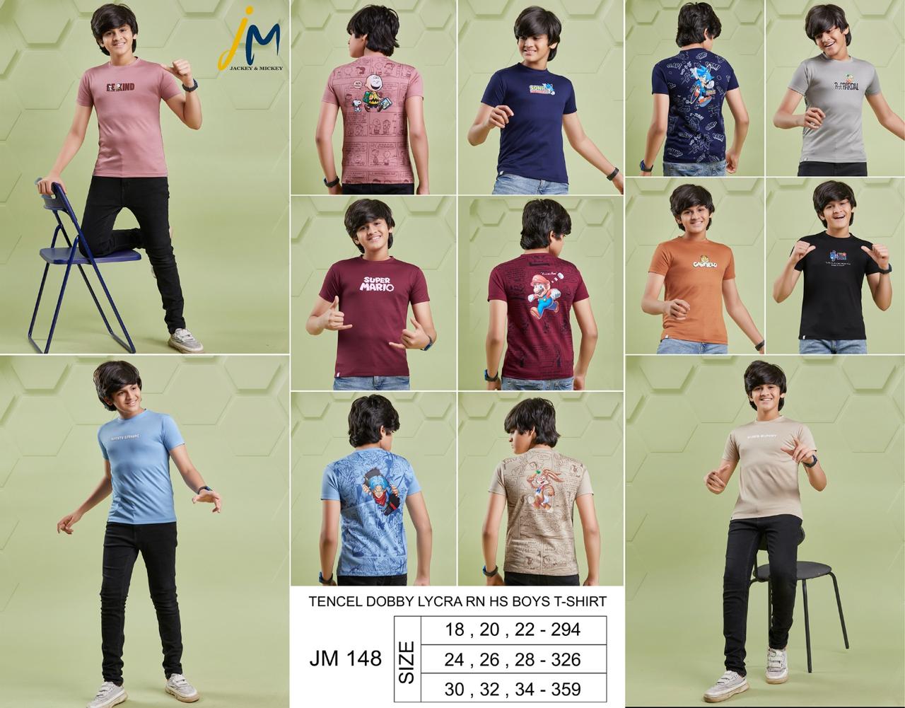 220 Gsm Jm 148 Jackey N Mickey Tencil Boys Tshirt Wholesale Price