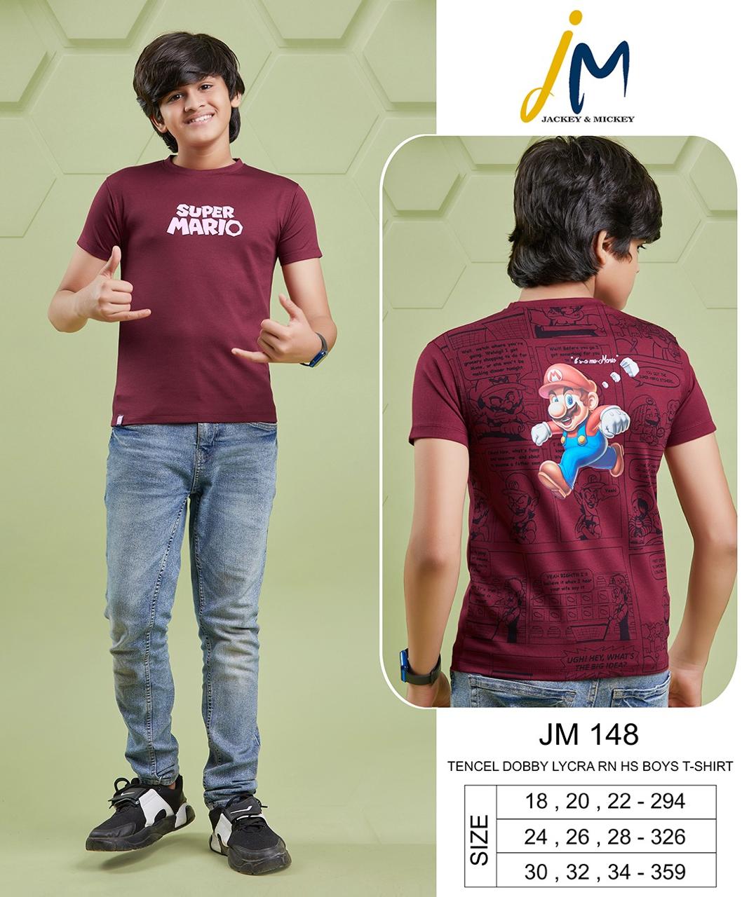220 Gsm Jm 148 Jackey N Mickey Tencil Boys Tshirt Wholesale Price