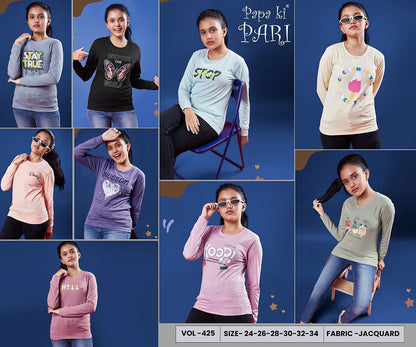 220 Gsm Vol 425 Papa Ki Pari Jacquard Girls Tshirt Exporter India