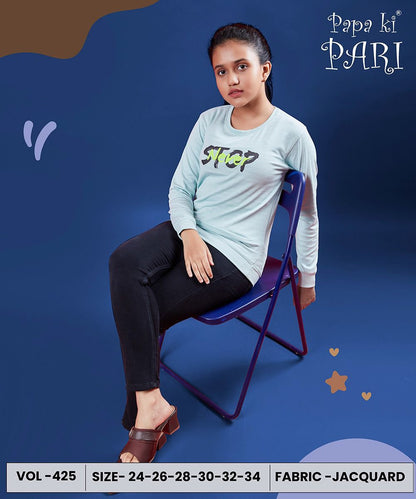 220 Gsm Vol 425 Papa Ki Pari Jacquard Girls Tshirt Exporter India