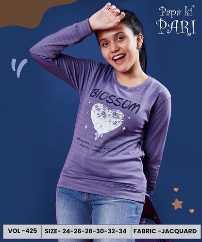 220 Gsm Vol 425 Papa Ki Pari Jacquard Girls Tshirt Exporter India