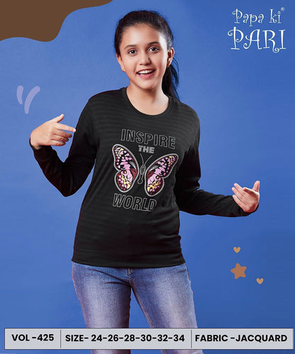 220 Gsm Vol 425 Papa Ki Pari Jacquard Girls Tshirt Exporter India