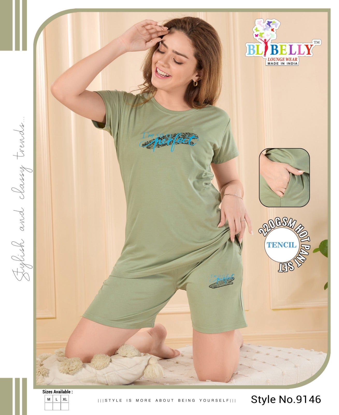 220 Gsm Vol 648 Belly Tencil Shorts Night Suits Manufacturer