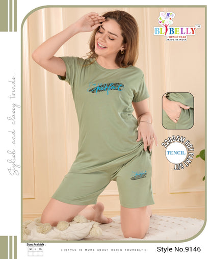 220 Gsm Vol 648 Belly Tencil Shorts Night Suits Manufacturer