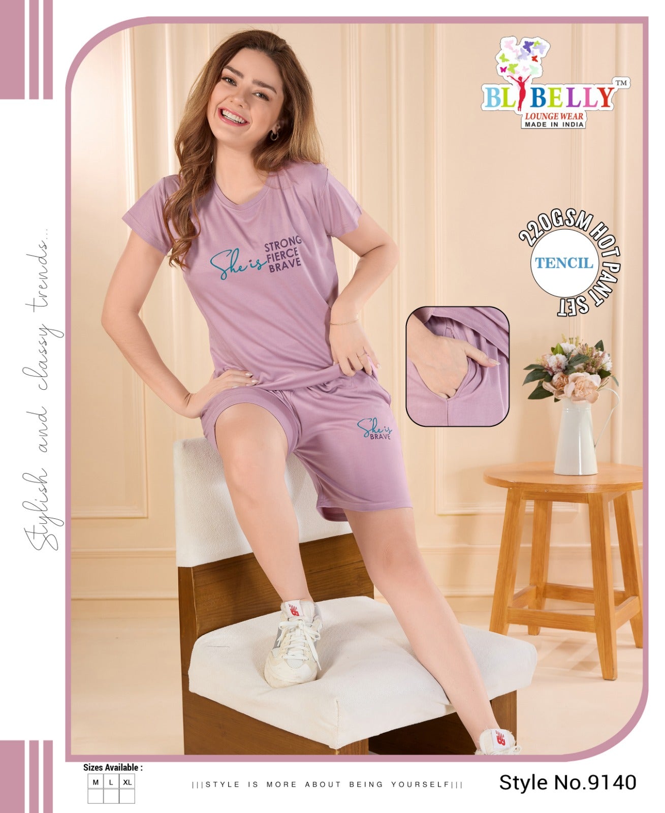 220 Gsm Vol 648 Belly Tencil Shorts Night Suits Manufacturer