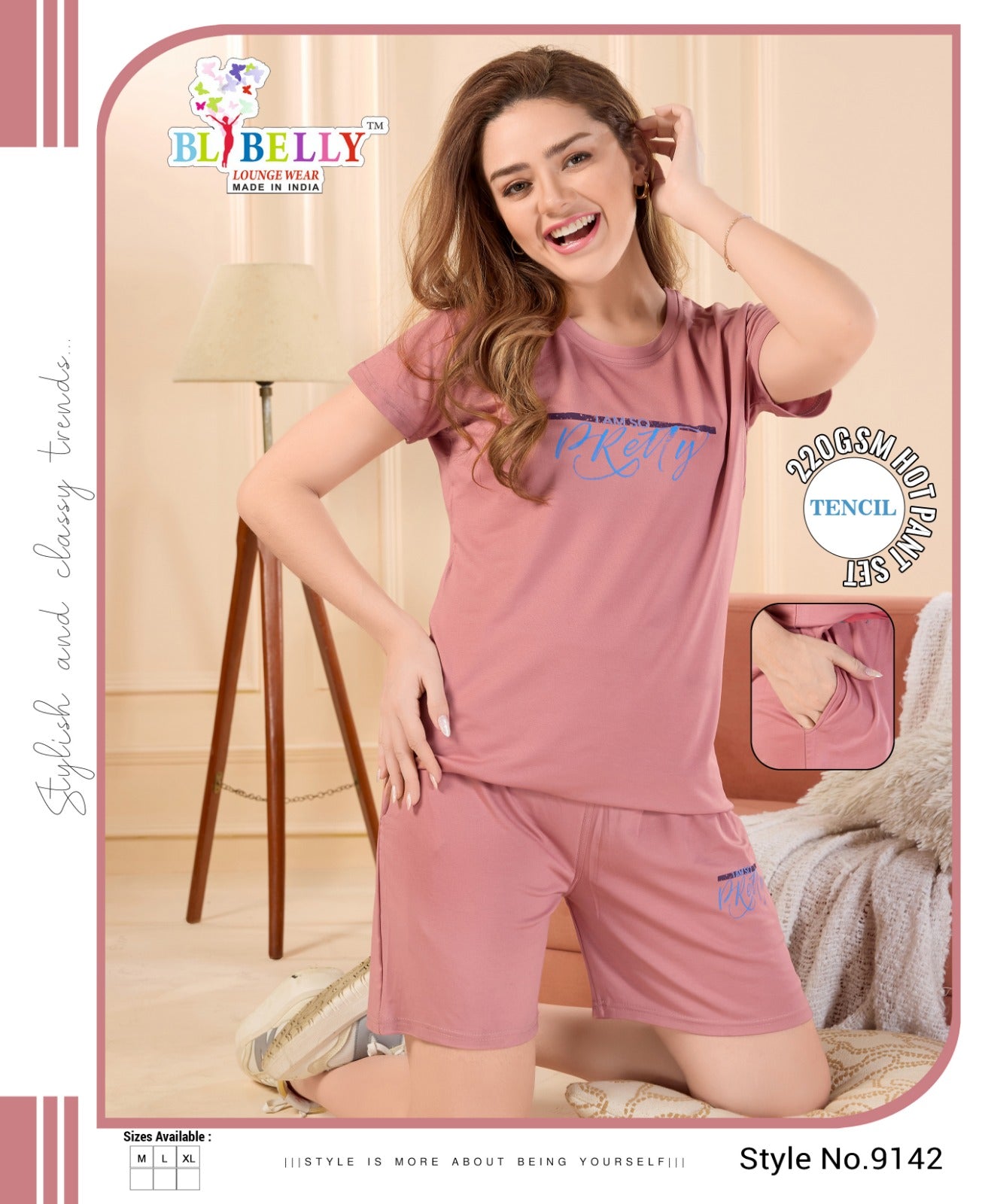 220 Gsm Vol 648 Belly Tencil Shorts Night Suits Manufacturer