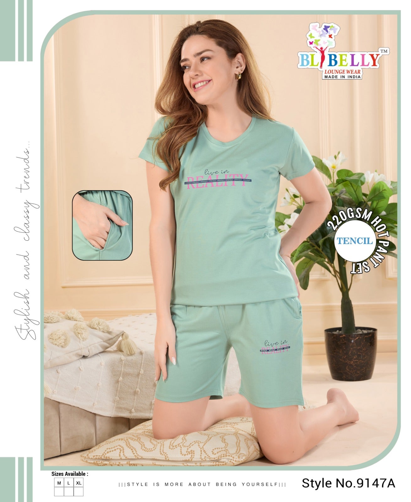 220 Gsm Vol 649 Belly Tencil Shorts Night Suits Manufacturer