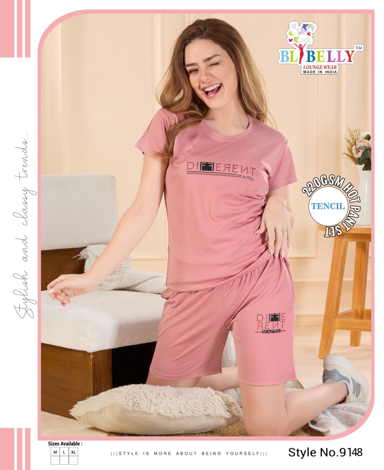 220 Gsm Vol 649 Belly Tencil Shorts Night Suits Manufacturer