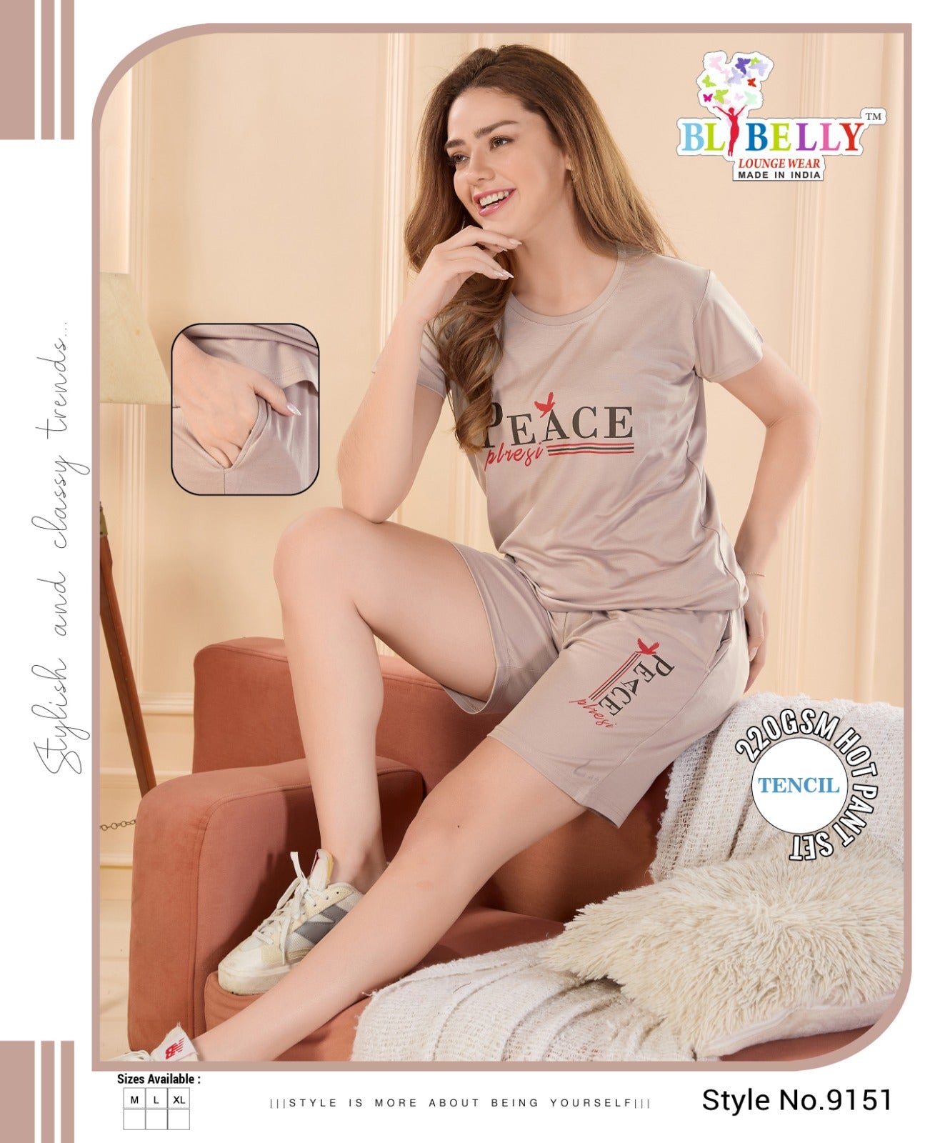220 Gsm Vol 649 Belly Tencil Shorts Night Suits Manufacturer
