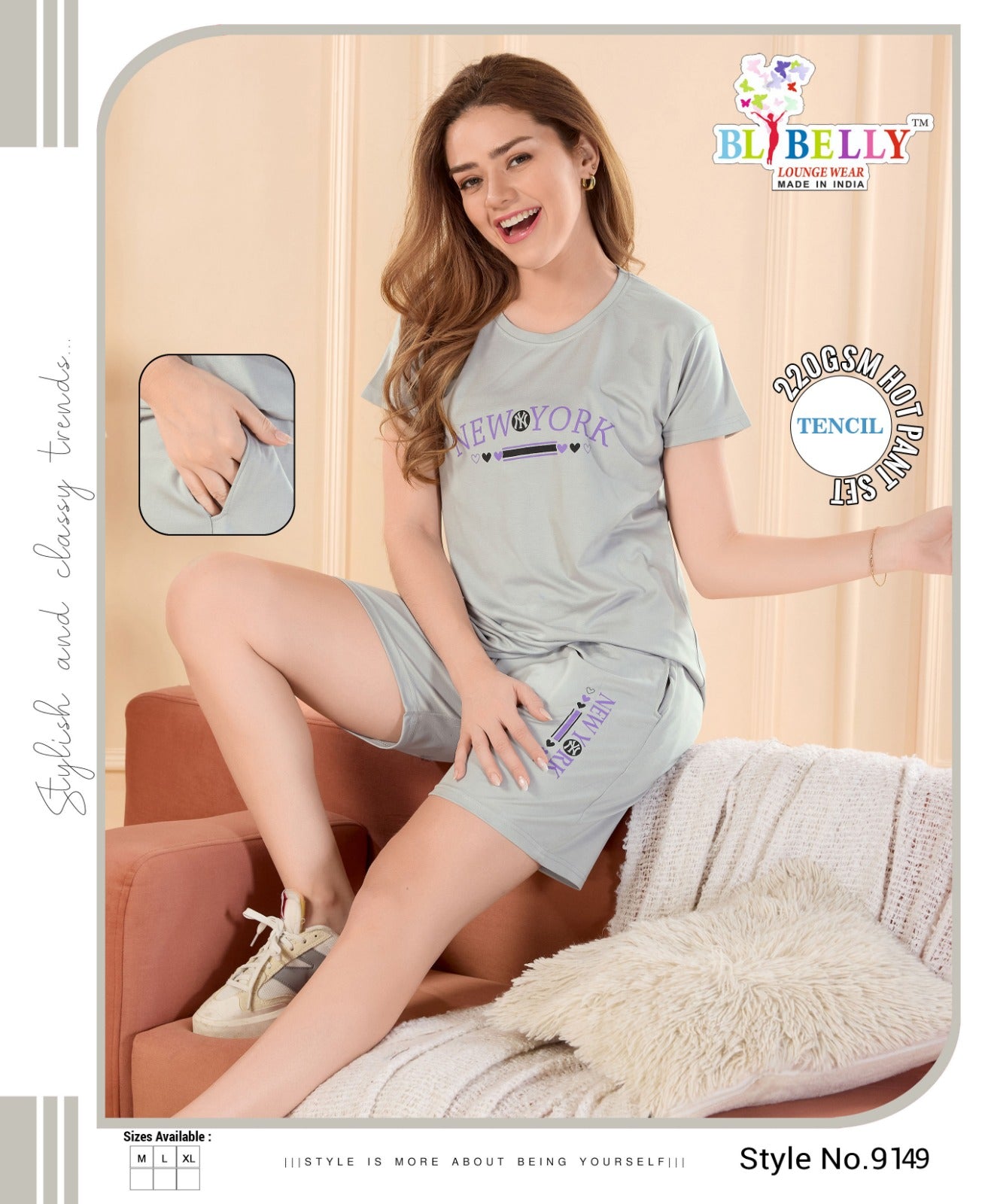 220 Gsm Vol 649 Belly Tencil Shorts Night Suits Manufacturer