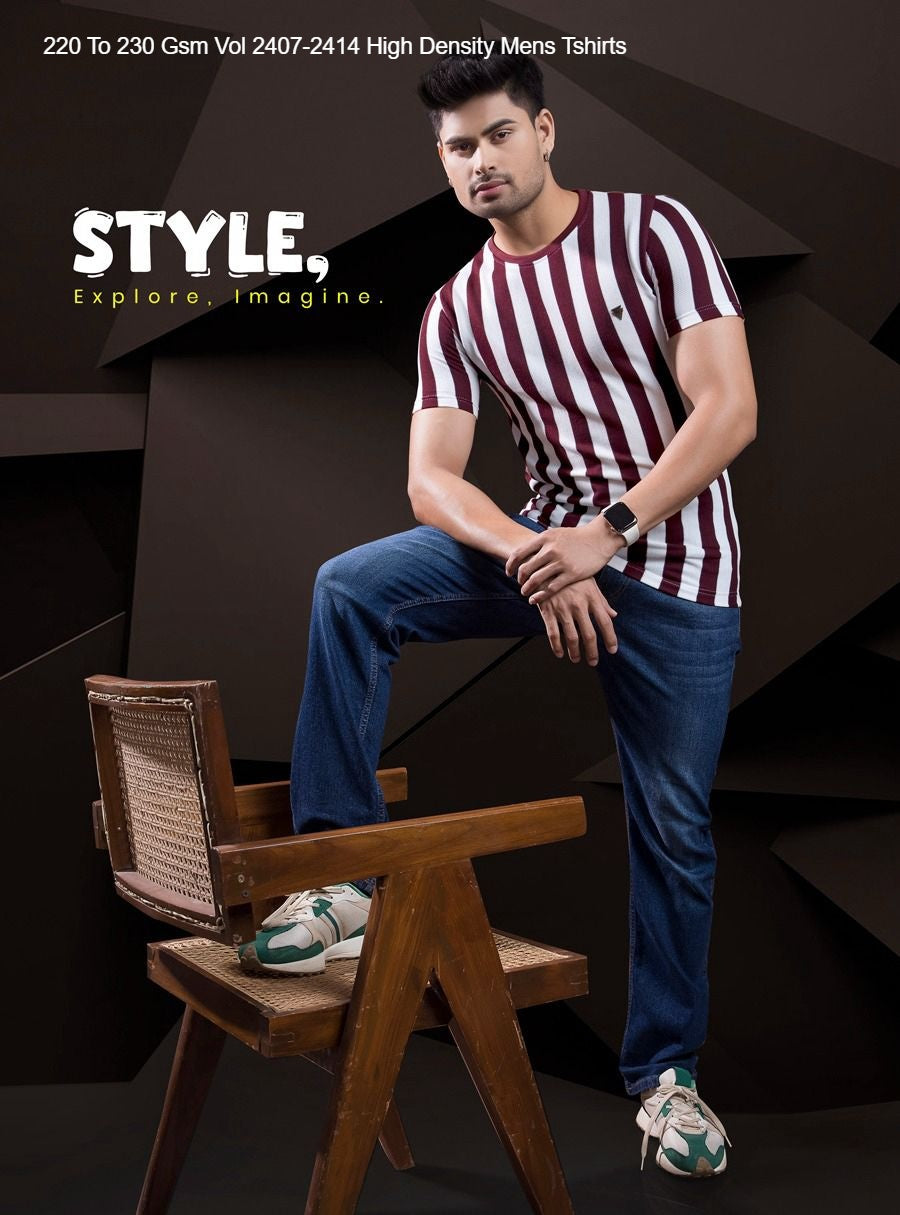 220 To 230 Gsm Vol 2407-2414 High Density Knit Mens Tshirts Wholesale Price