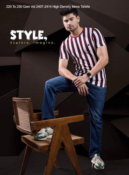220 To 230 Gsm Vol 2407-2414 High Density Knit Mens Tshirts Wholesale Price