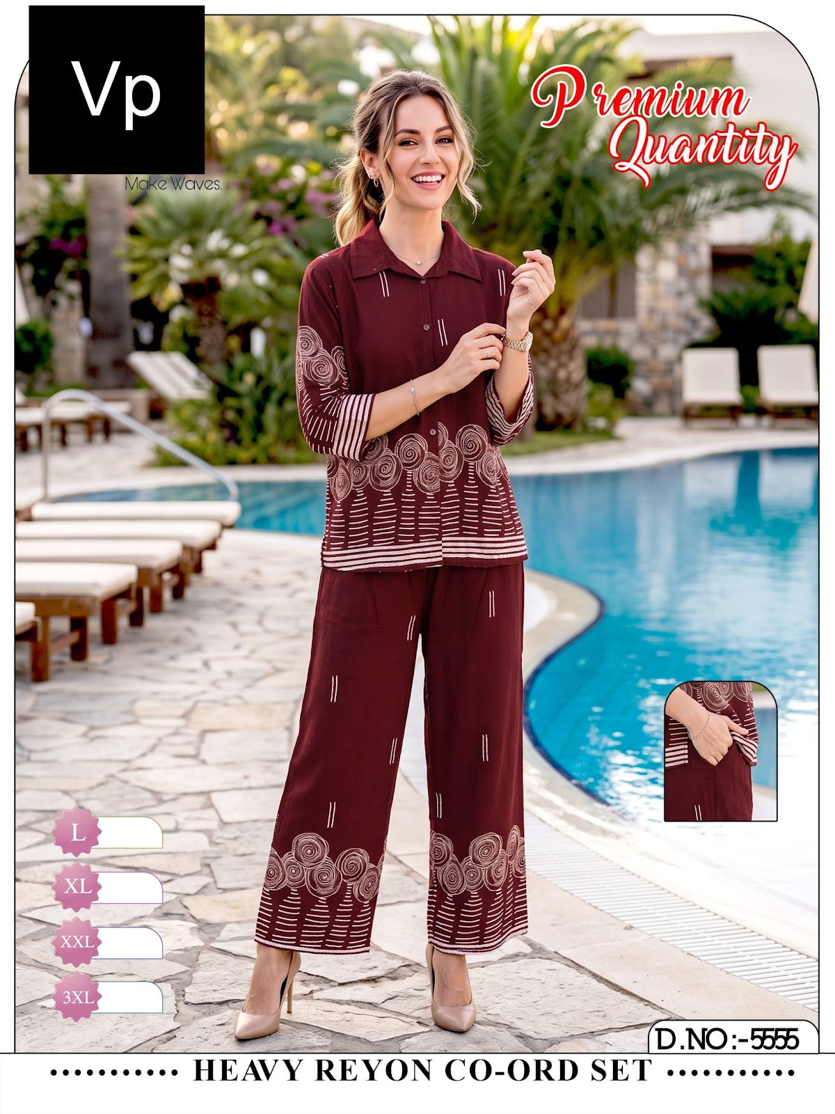 2210 Design 5555 Vp Reyon Co Ord Set Exporter