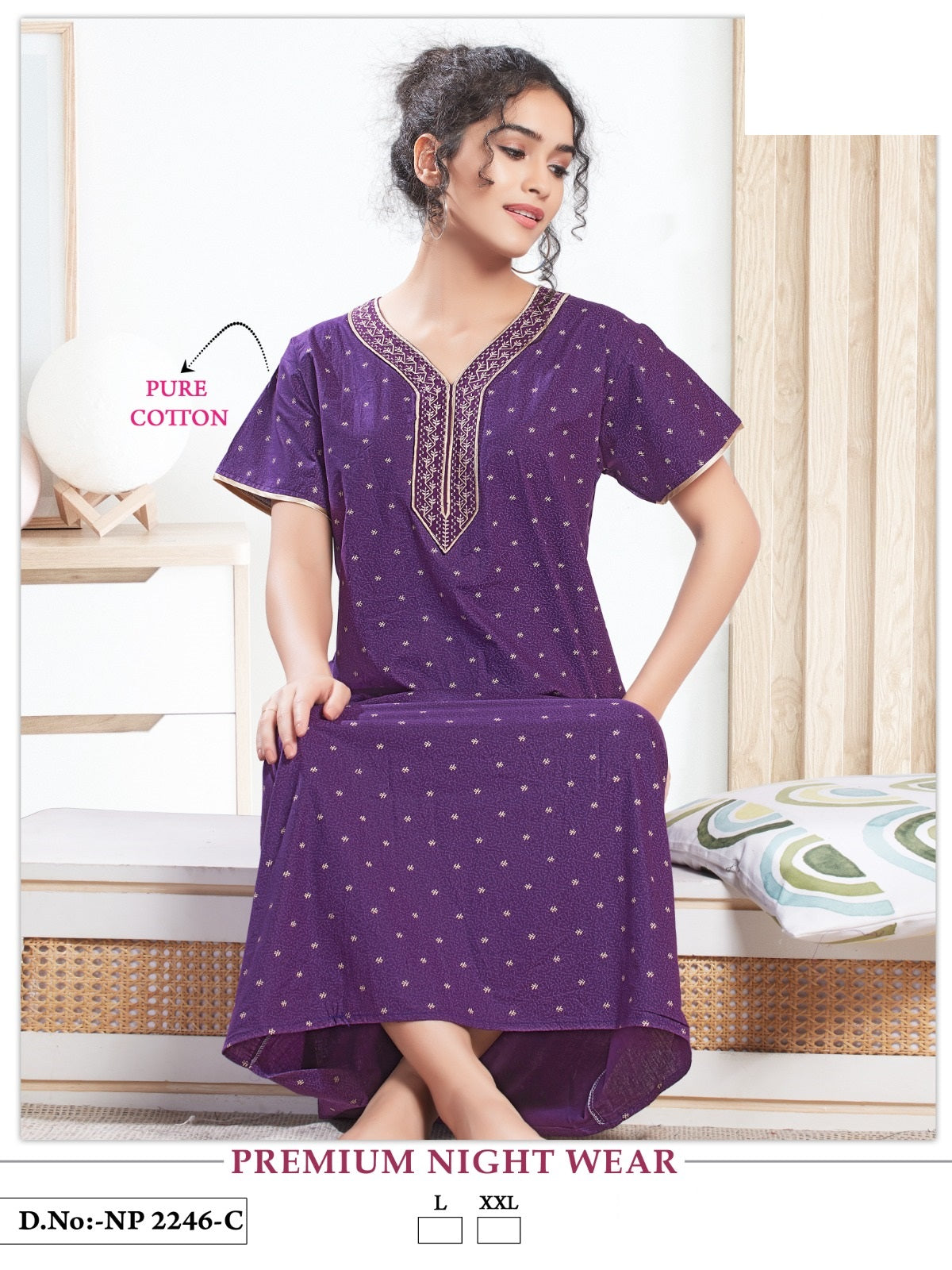 2246 Mnt Cotton Night Gowns Manufacturer