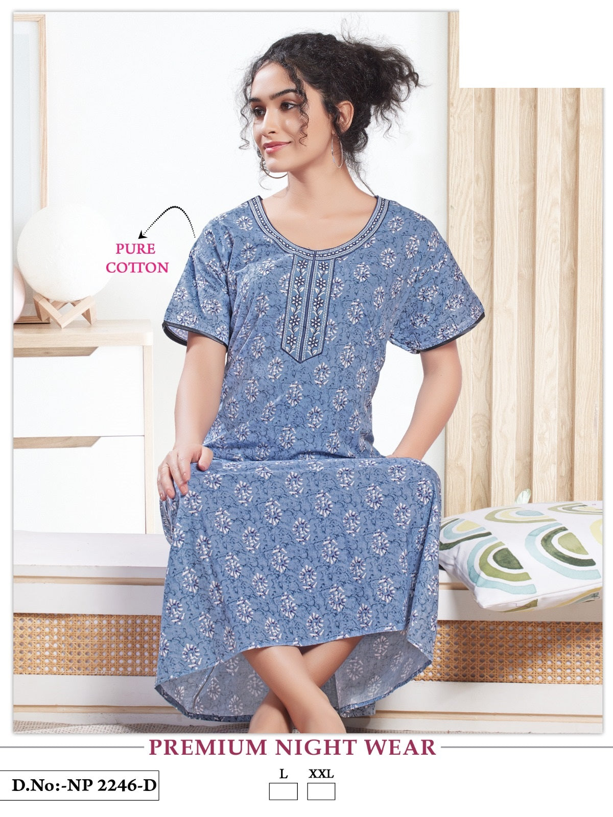 2246 Mnt Cotton Night Gowns Manufacturer