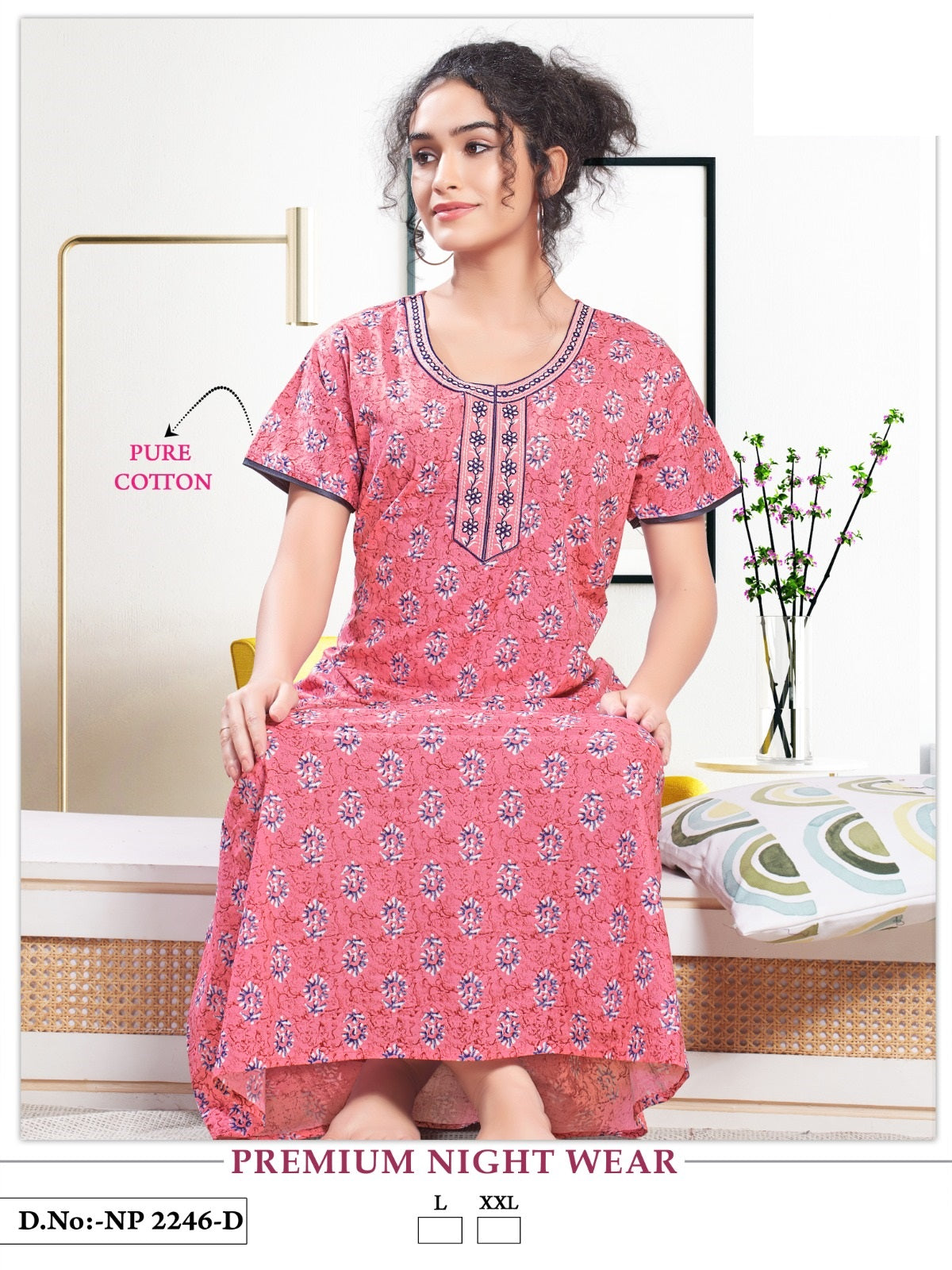 2246 Mnt Cotton Night Gowns Manufacturer