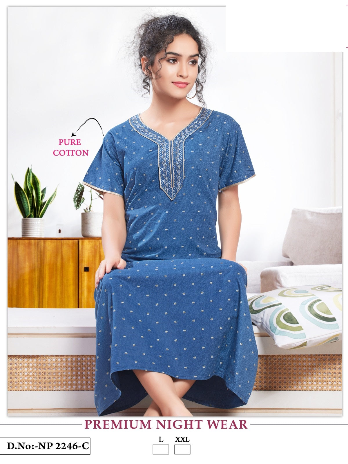 2246 Mnt Cotton Night Gowns Manufacturer